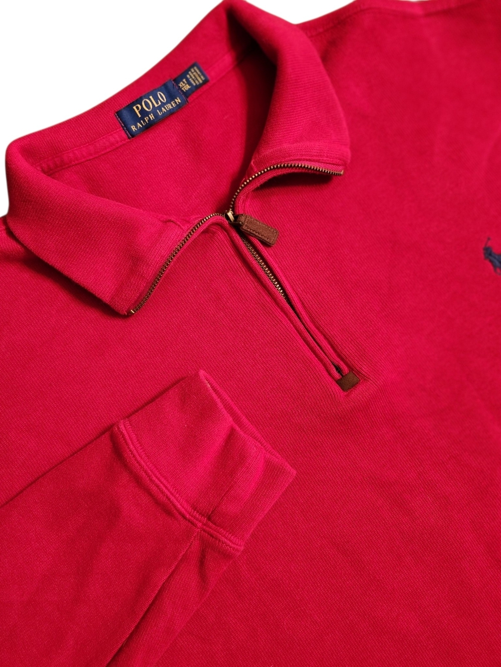 Fisherman Sweater Polo Ralph Lauren Red Quarter-Zip Pullover Preppy Fall Size XL